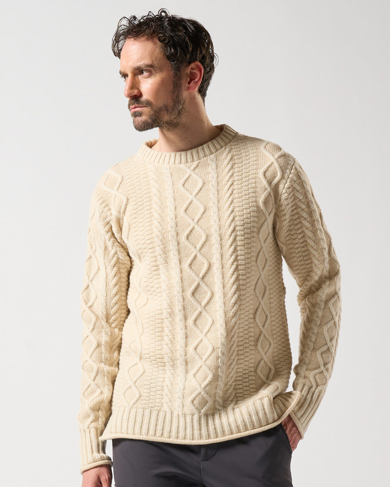 plating cable knit crew