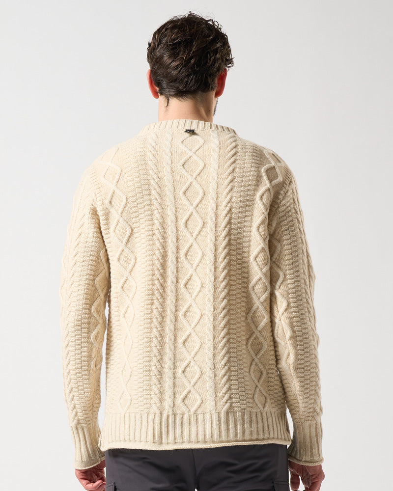 plating cable knit crew
