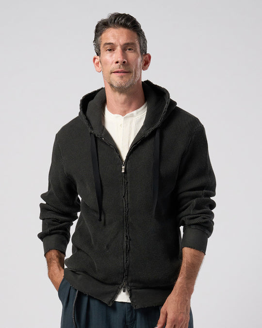 hard dry waffle damage zip hoodie