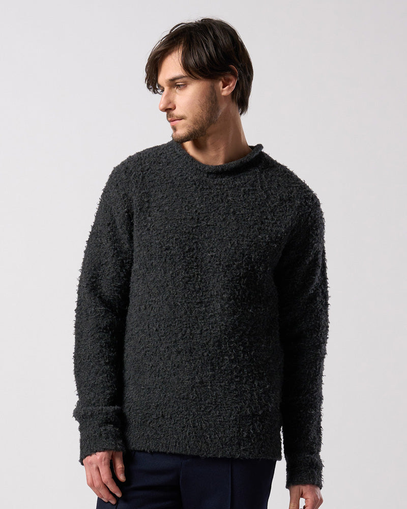 fancy yarn crew-neck knit