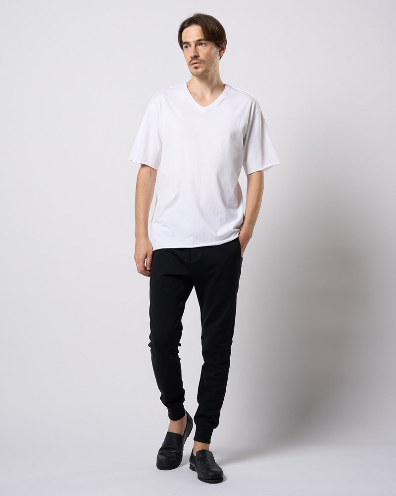 wide cut-off V-neck S/S