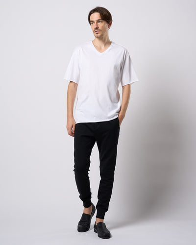 wide cut-off V-neck S/S
