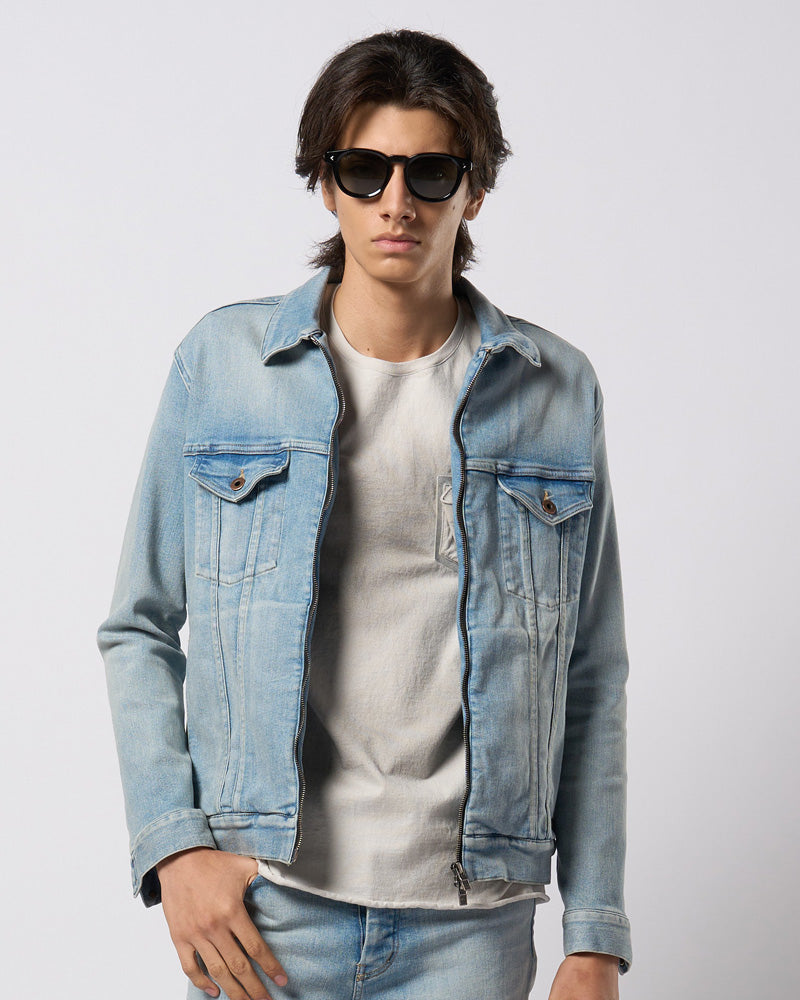 denim zip blouson