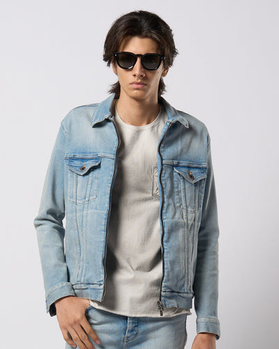 denim zip blouson