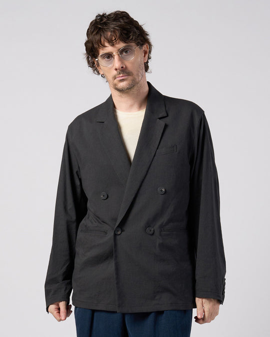 viscose linen double-breasted jacket