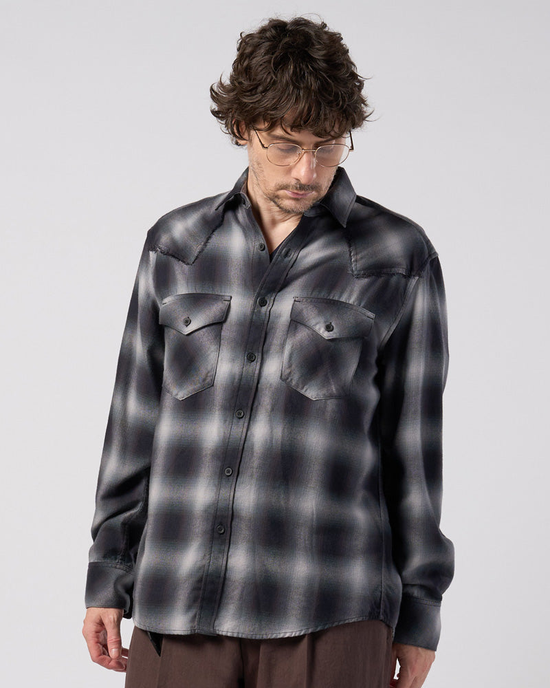 loose check western shirt