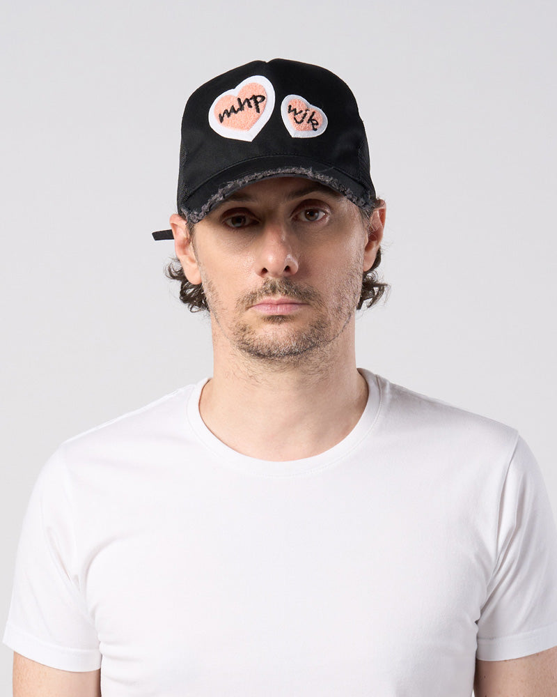 【Maison Honoré Paris × wjk】2-heart patch cut-off mesh cap