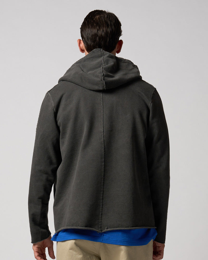 compact urake cut-off line zip hoodie