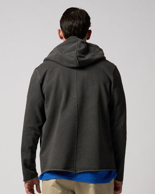 compact urake cut-off line zip hoodie