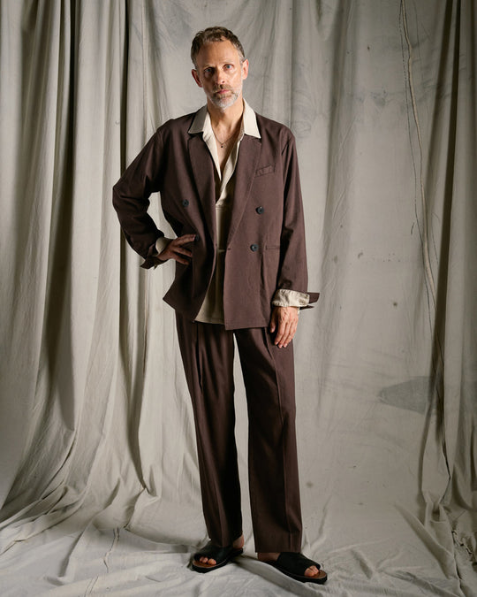 viscose linen semi-wide slacks