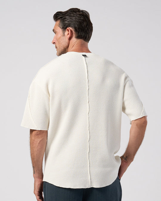 hard dry waffle fly-front henley S/S