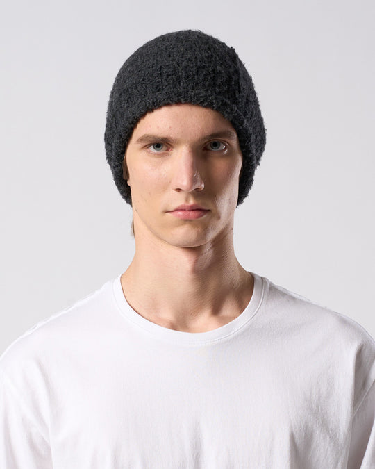 fancy yarn roll beanie