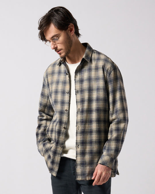 aging loose check shirt