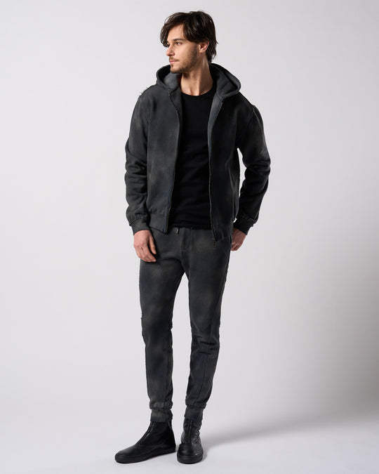slim cut-off crew-neck L/S