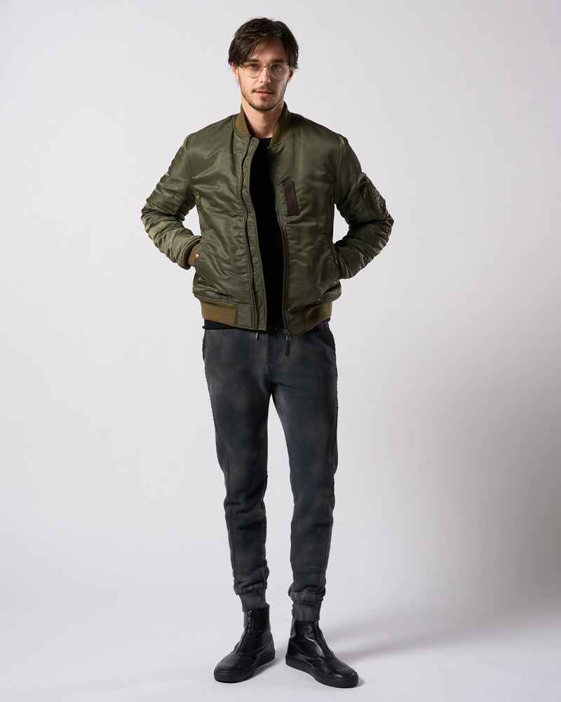 slim cut-off crew-neck L/S