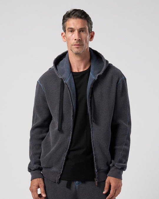 hard dry waffle damage zip hoodie