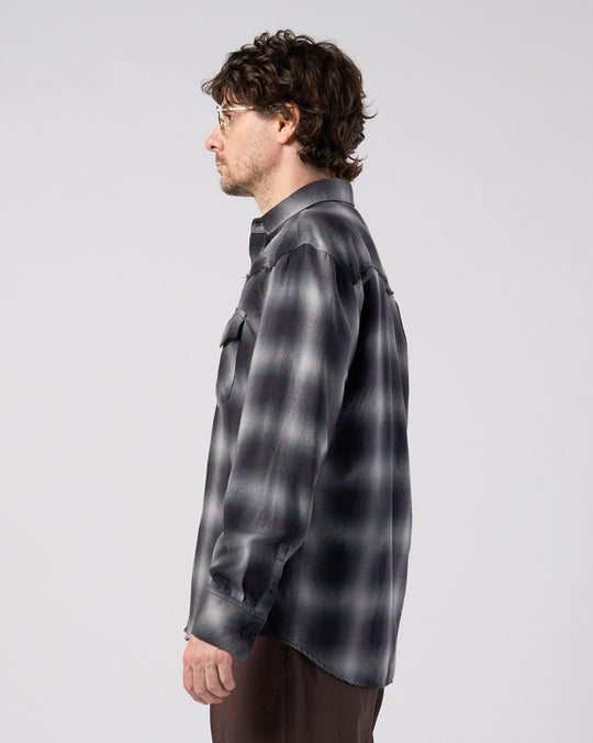 loose check western shirt