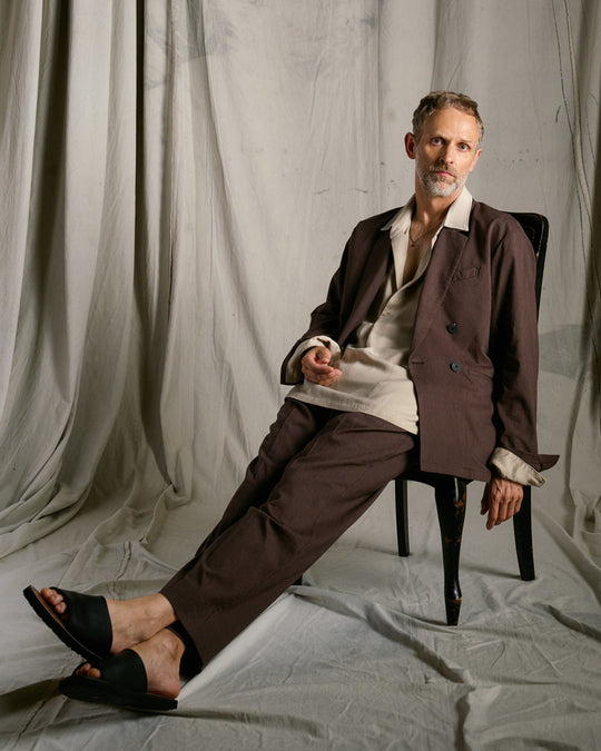 viscose linen semi-wide slacks