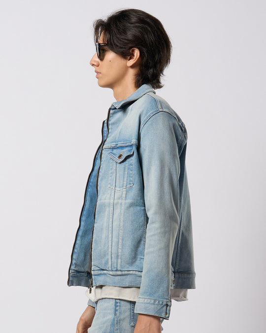 denim zip blouson
