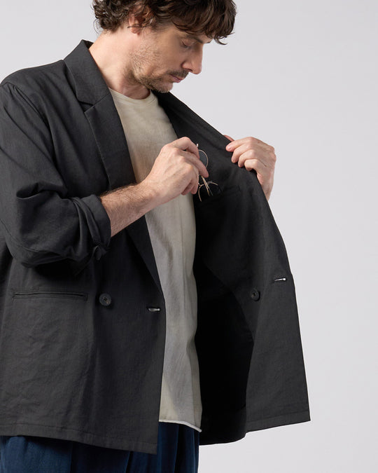 viscose linen double-breasted jacket