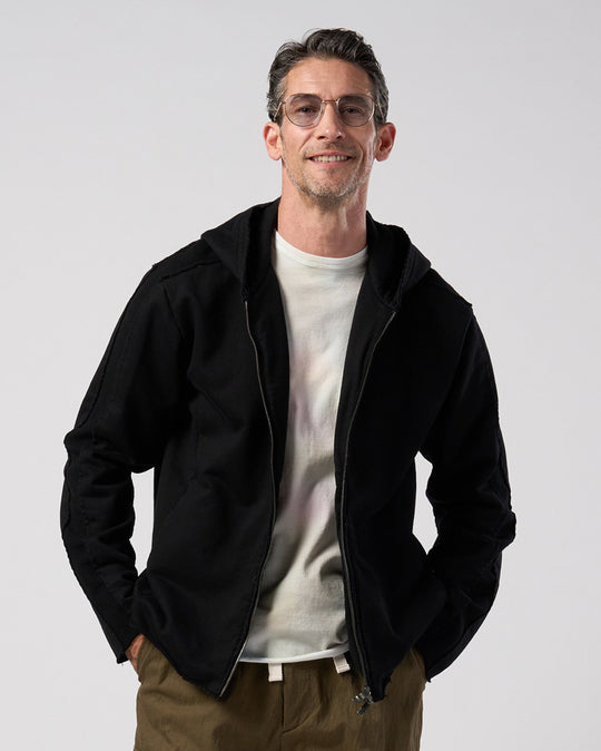 compact urake cut-off line zip hoodie