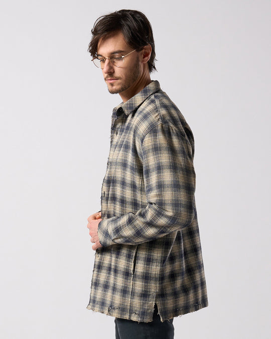 aging loose check shirt