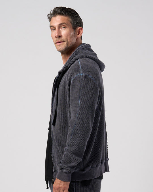 hard dry waffle damage zip hoodie