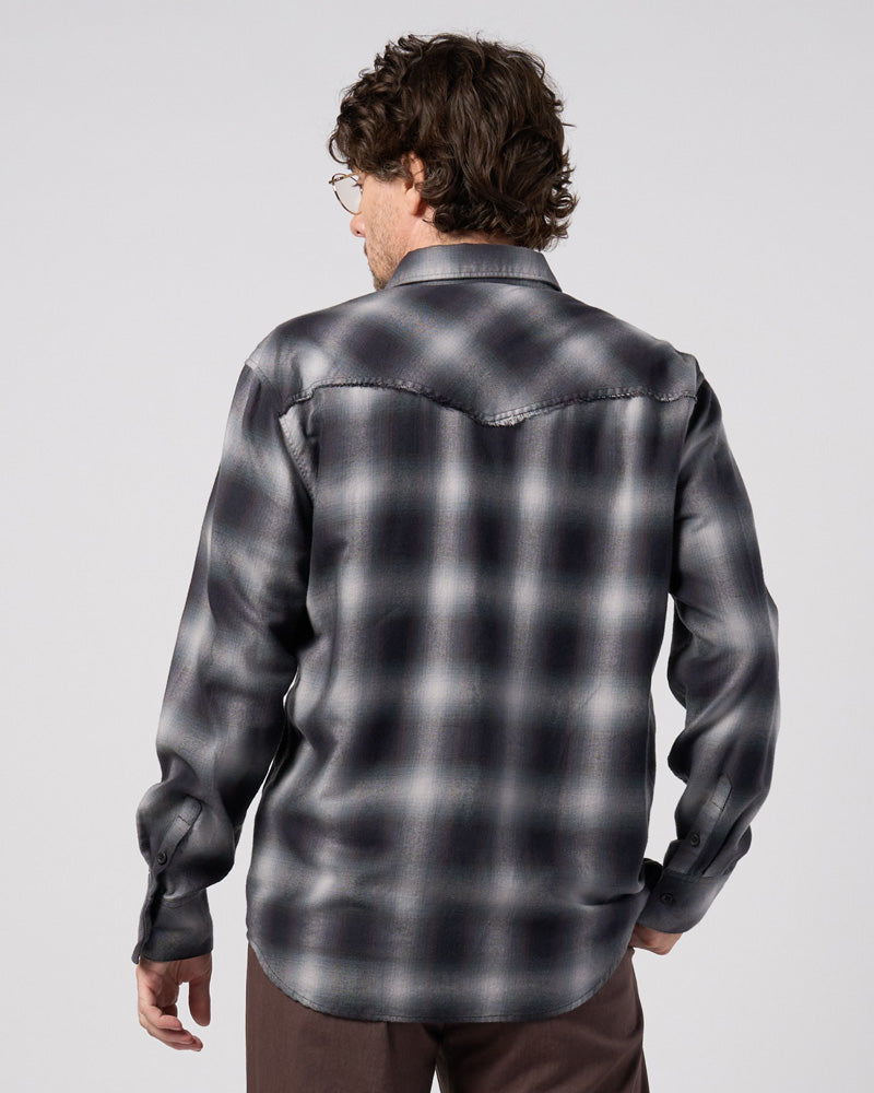 loose check western shirt