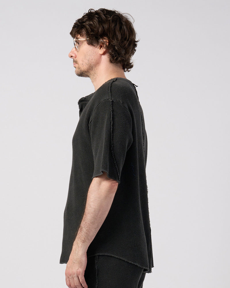 hard dry waffle fly-front henley S/S