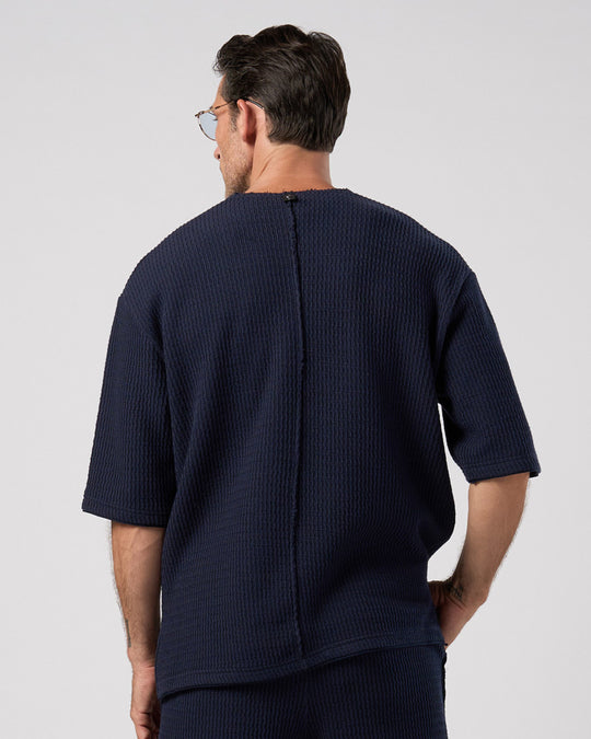 textured knit key-neck H/S