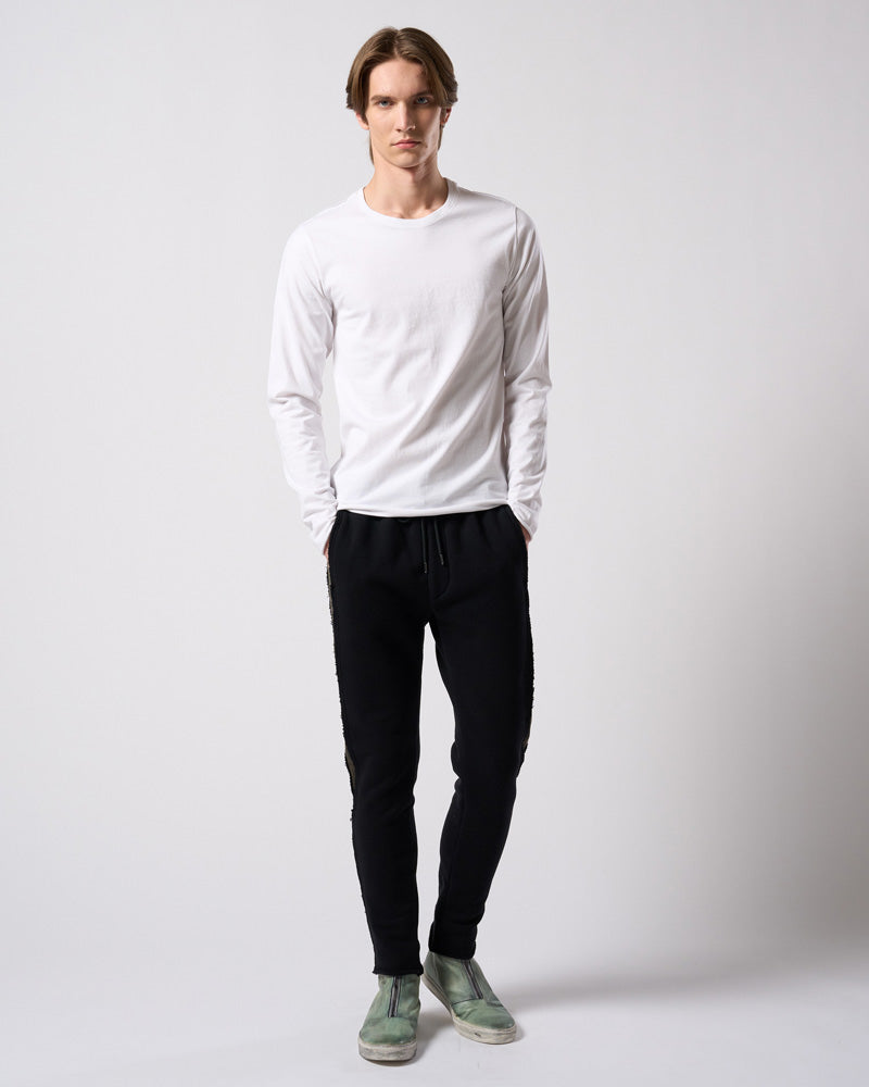 slim cut-off crew-neck L/S