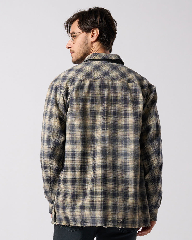 aging loose check shirt