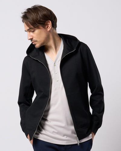 high neck zip-up parka