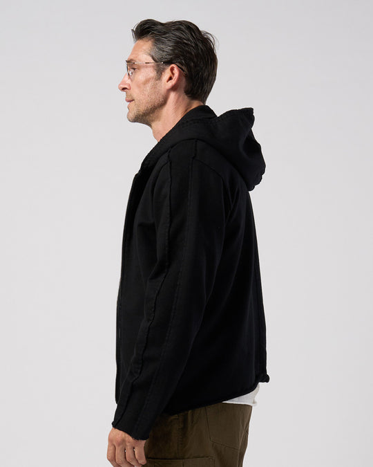 compact urake cut-off line zip hoodie