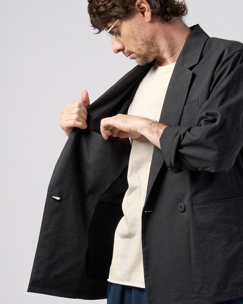 viscose linen double-breasted jacket