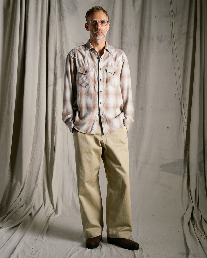 loose check western shirt