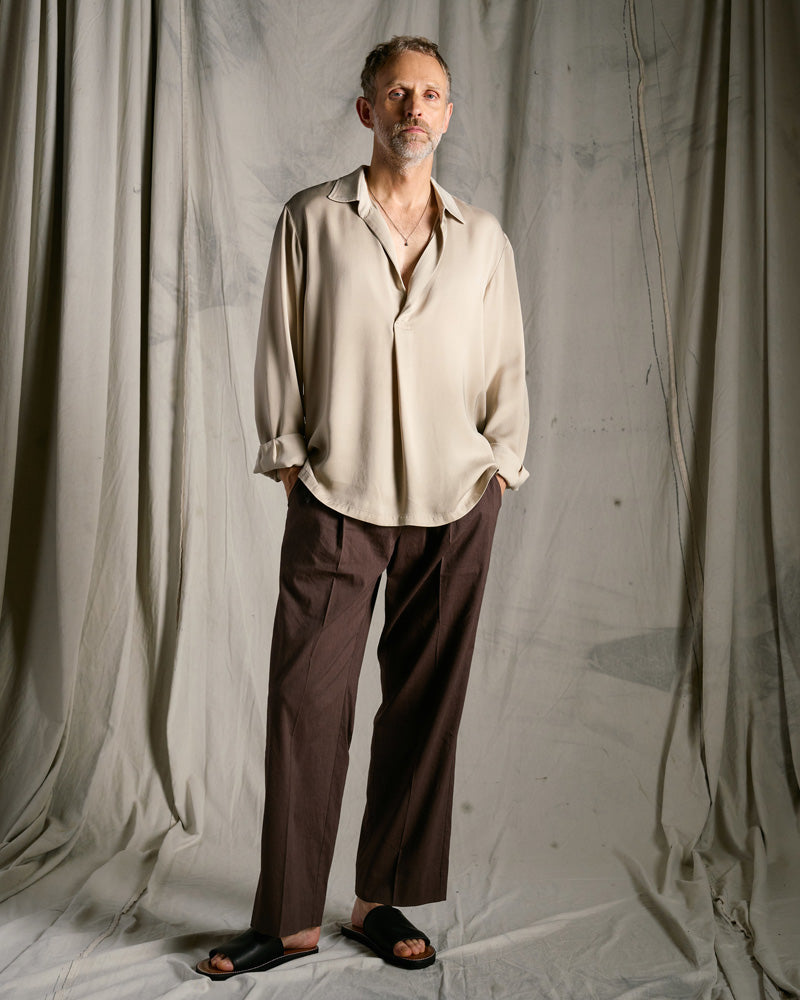 cupro vintage pull-over skipper shirt L/S