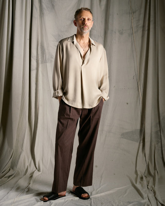 cupro vintage pull-over skipper shirt L/S
