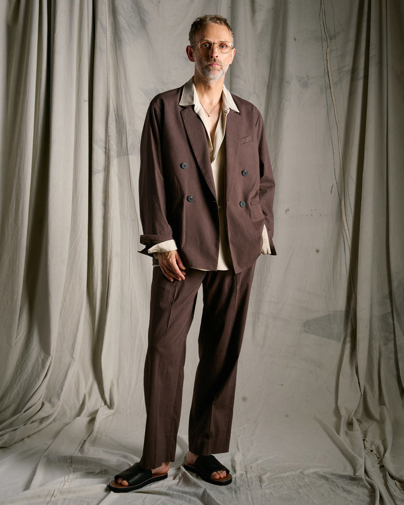 viscose linen double-breasted jacket