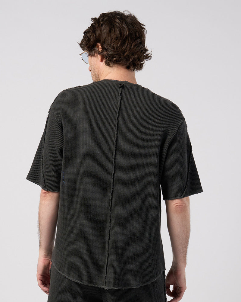 hard dry waffle fly-front henley S/S