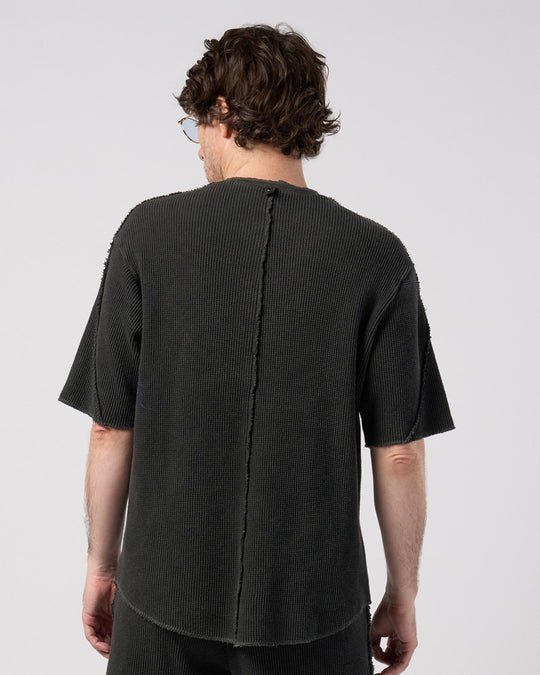 hard dry waffle fly-front henley S/S