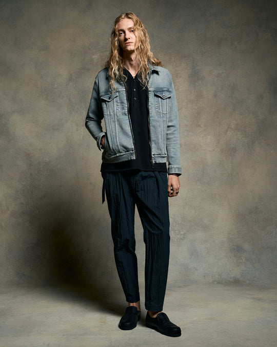 denim zip blouson