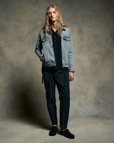 denim zip blouson