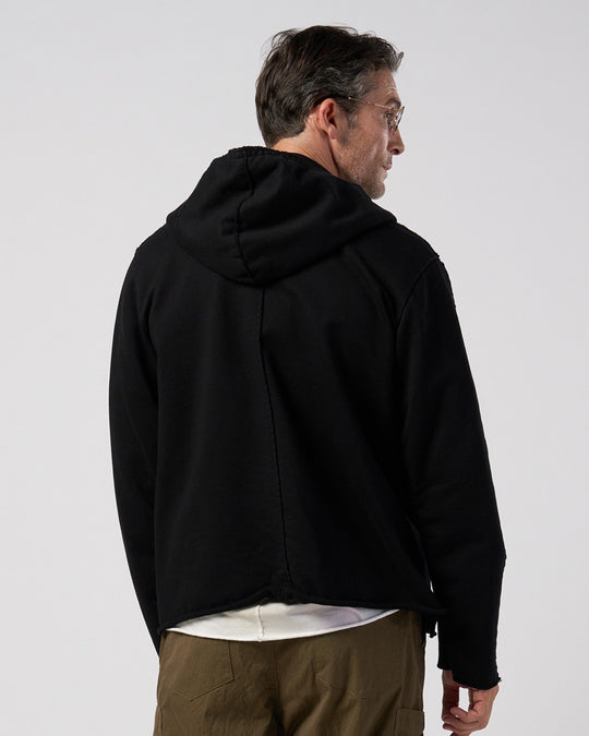 compact urake cut-off line zip hoodie