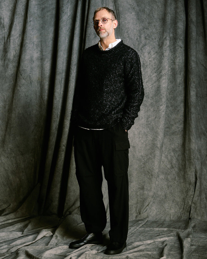fancy yarn crew-neck knit