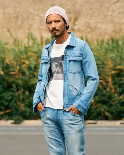 denim jersey zip blouson