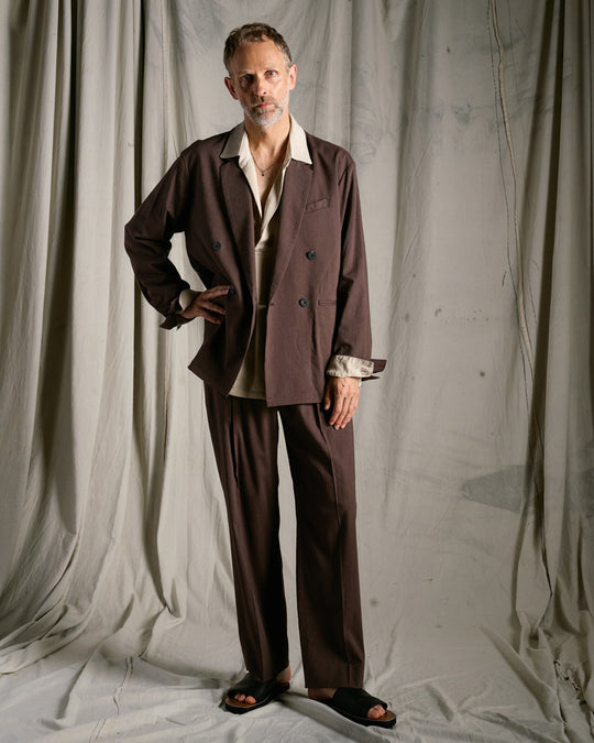 viscose linen double-breasted jacket
