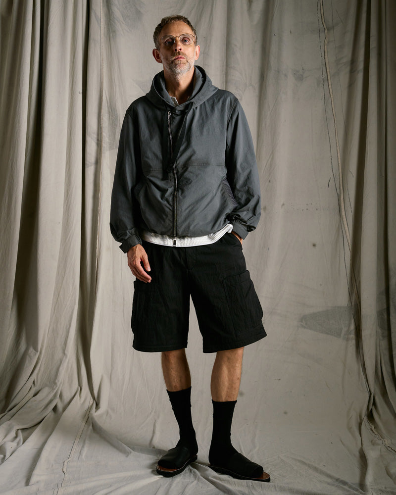 textured nylon short witch blouson