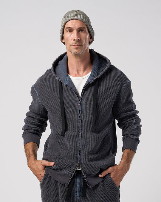 hard dry waffle damage zip hoodie