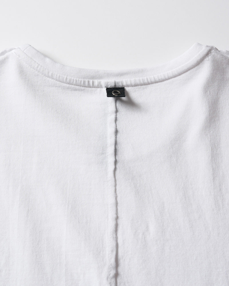 wide cut-off V-neck S/S